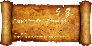 Igyártó Zotmund névjegykártya